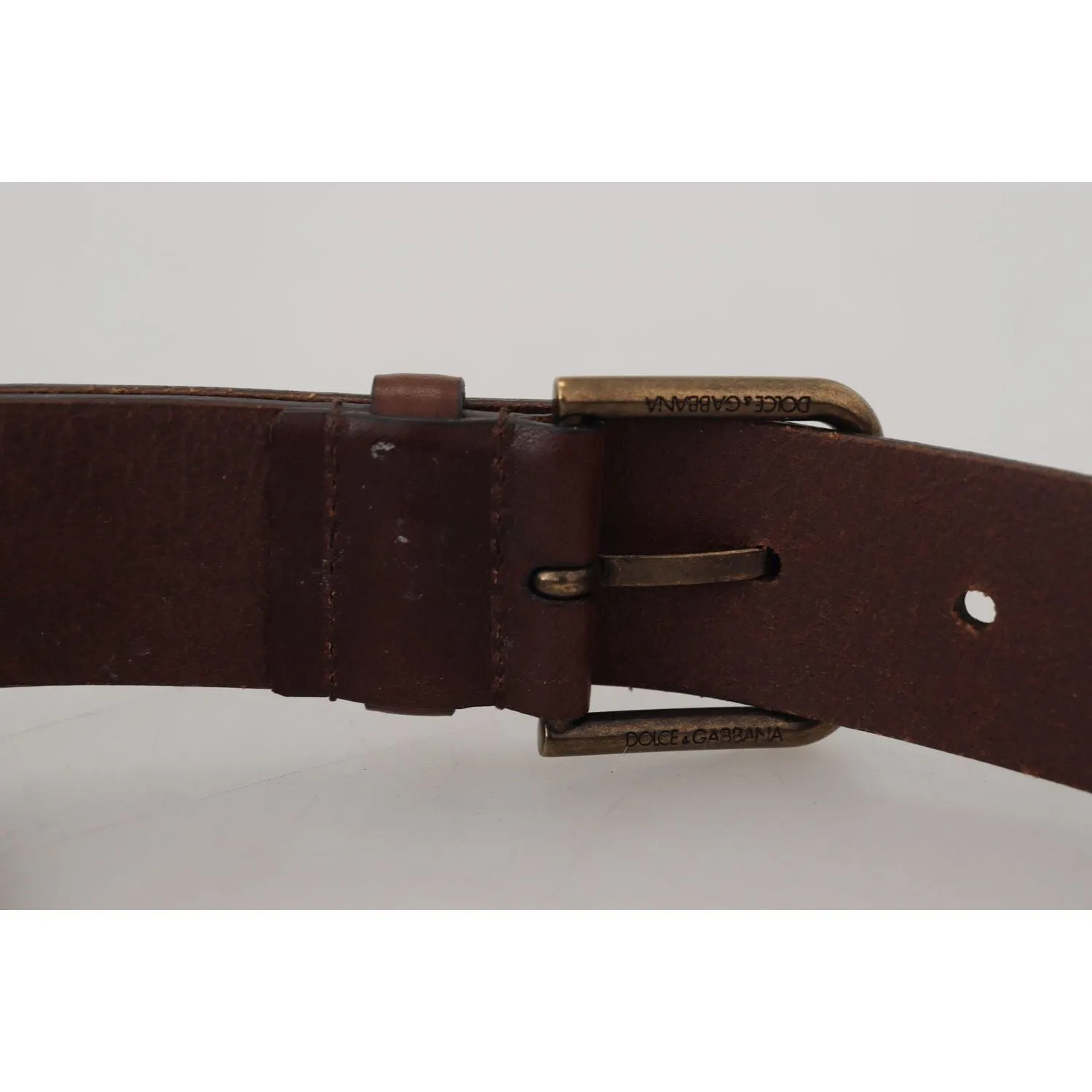 Dolce & Gabbana Elegant Brown Leather Belt with Metal Buckle