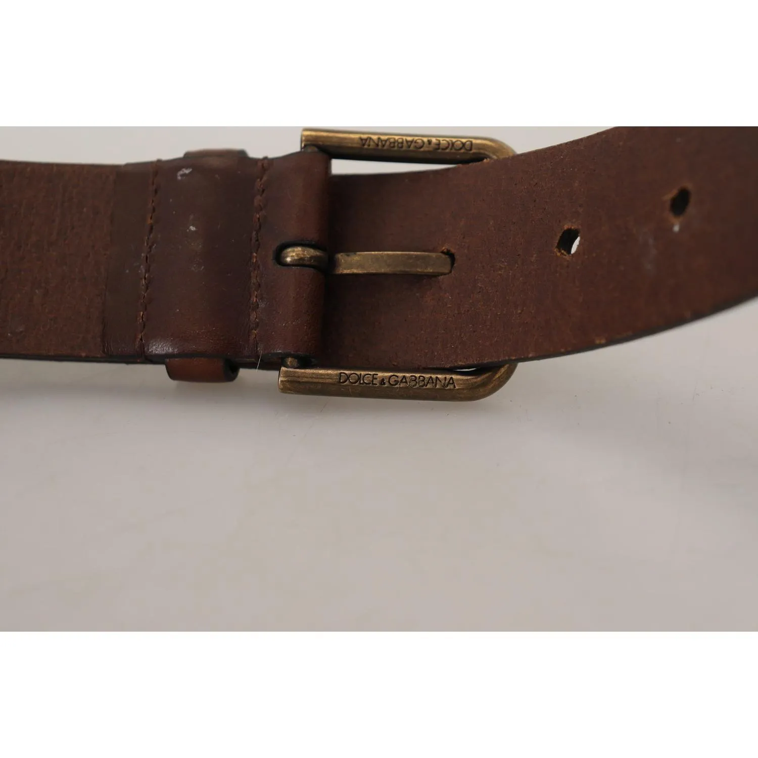 Dolce & Gabbana Elegant Brown Leather Belt with Metal Buckle