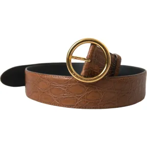 Dolce & Gabbana Elegant Exotic Leather Belt - Rich Brown