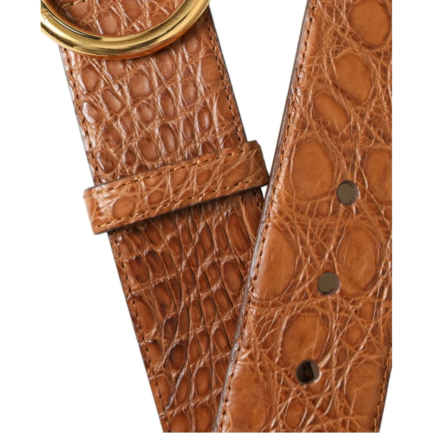 Dolce & Gabbana Elegant Exotic Leather Belt - Rich Brown