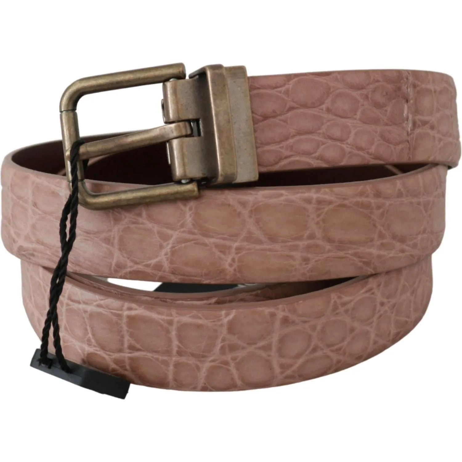 Dolce & Gabbana Elegant Exotic Skin Brushed Gold Buckle Belt