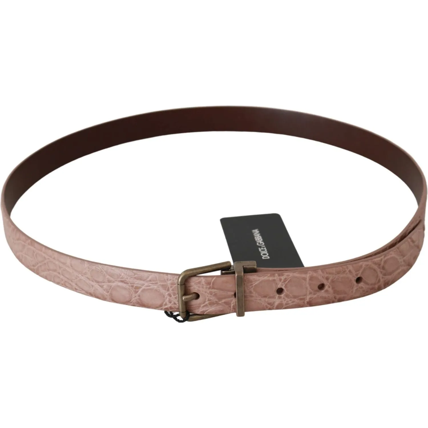 Dolce & Gabbana Elegant Exotic Skin Brushed Gold Buckle Belt