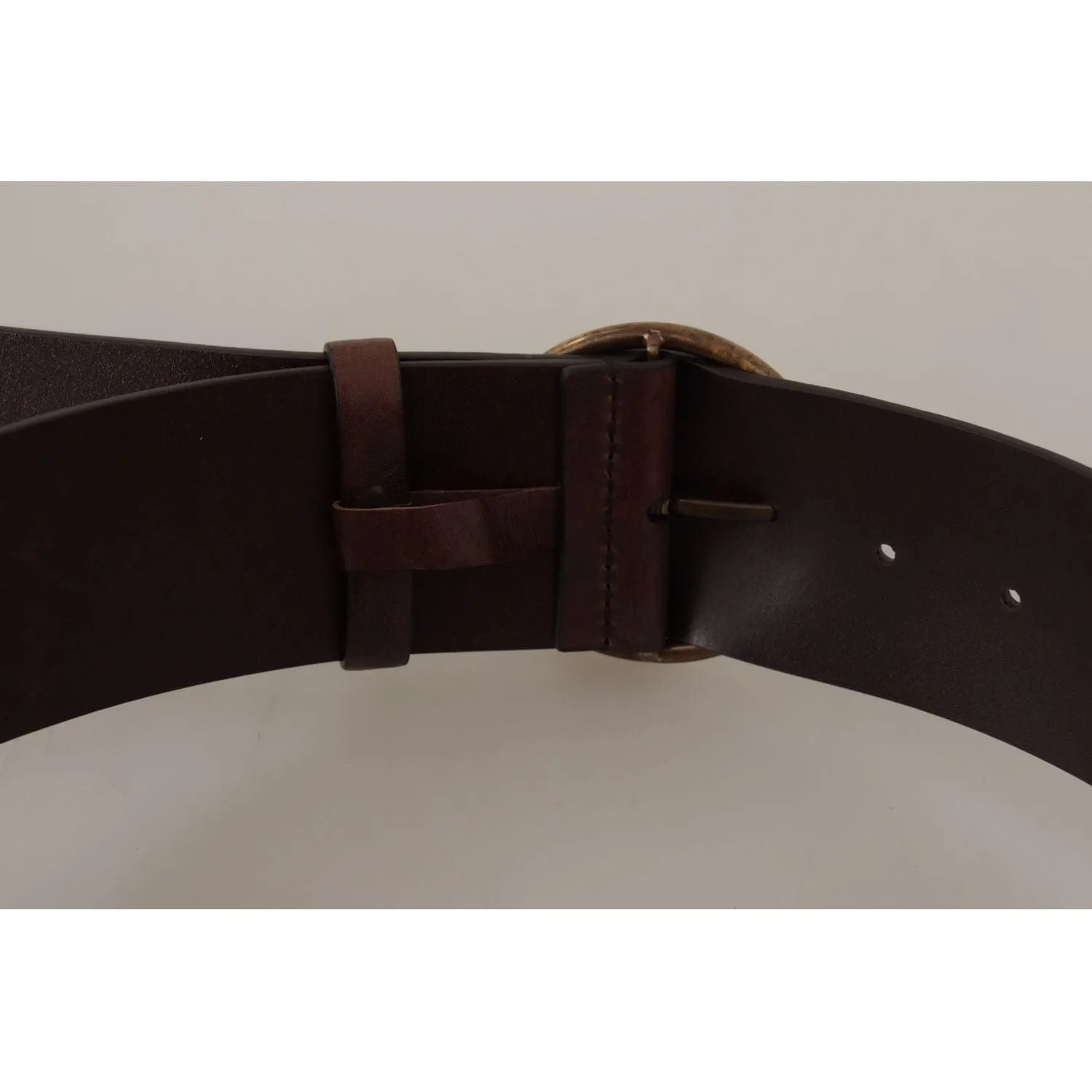 Dolce & Gabbana Elegant Leather Belt with Engraved Buckle