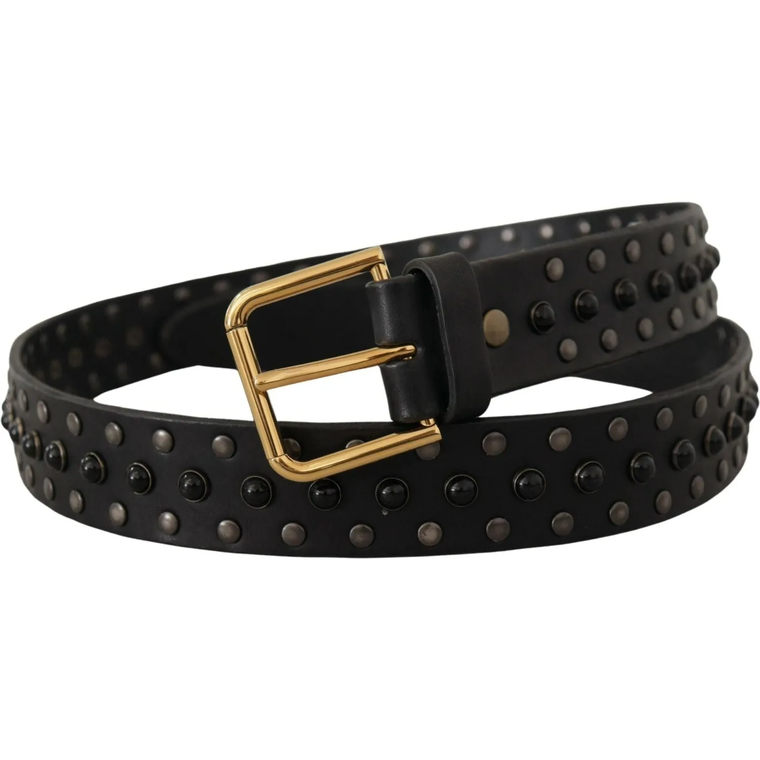 Dolce & Gabbana Elegant Leather Belt with Logo Engraved Buckle