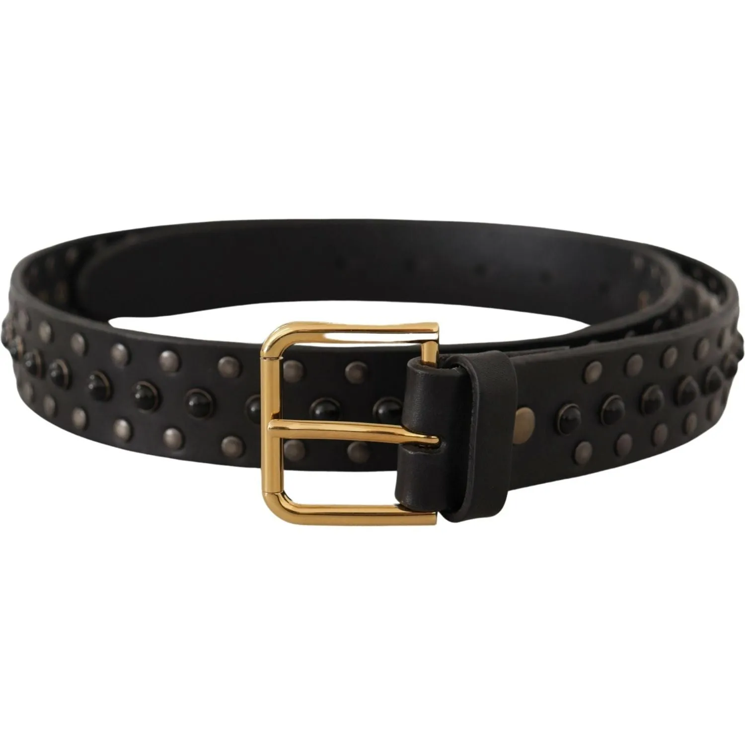 Dolce & Gabbana Elegant Leather Belt with Logo Engraved Buckle