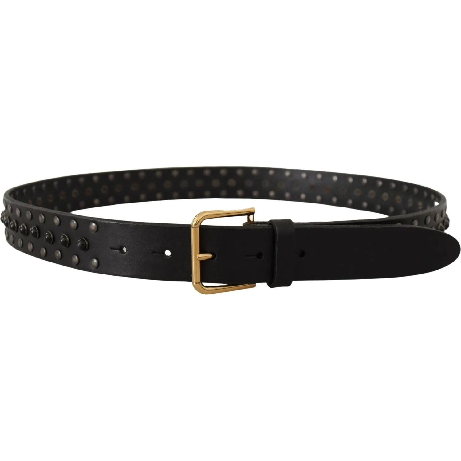 Dolce & Gabbana Elegant Leather Belt with Logo Engraved Buckle