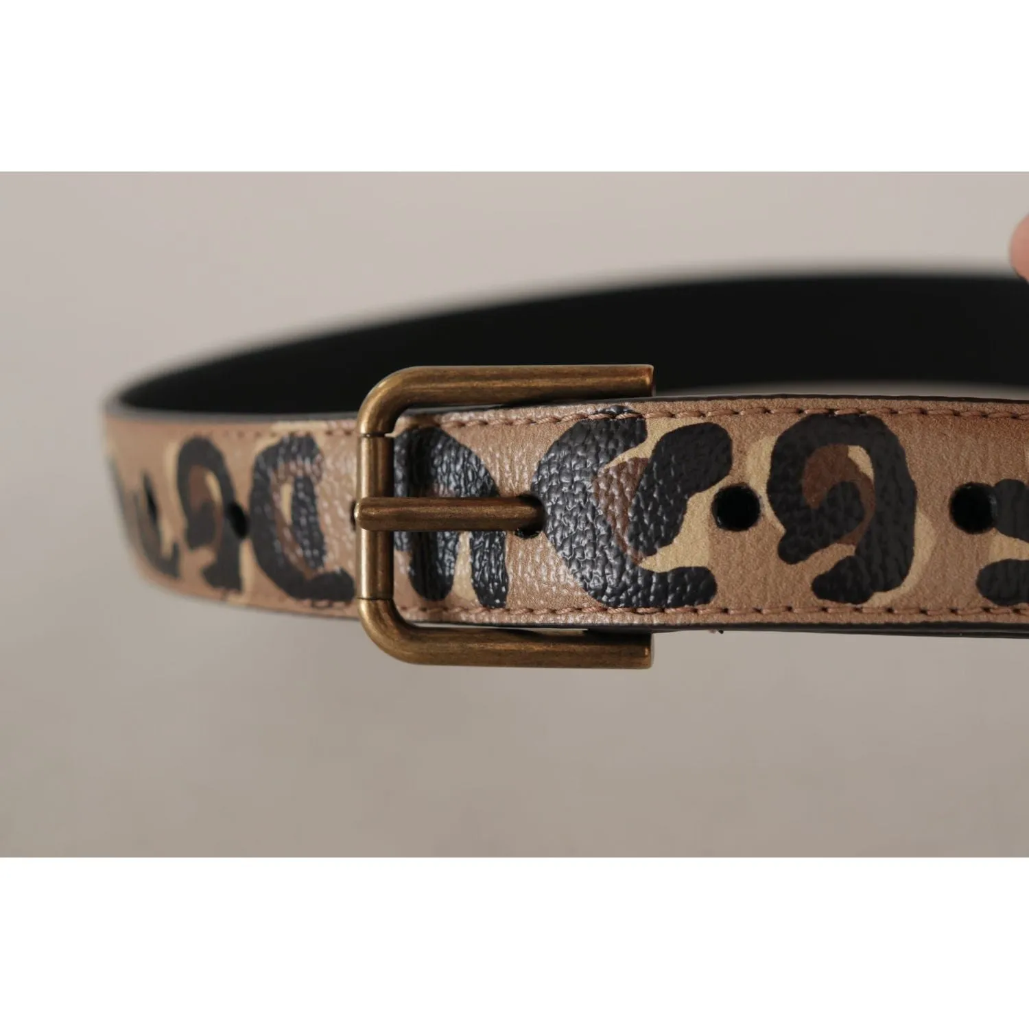 Dolce & Gabbana Elegant Leather Engraved Buckle Belt