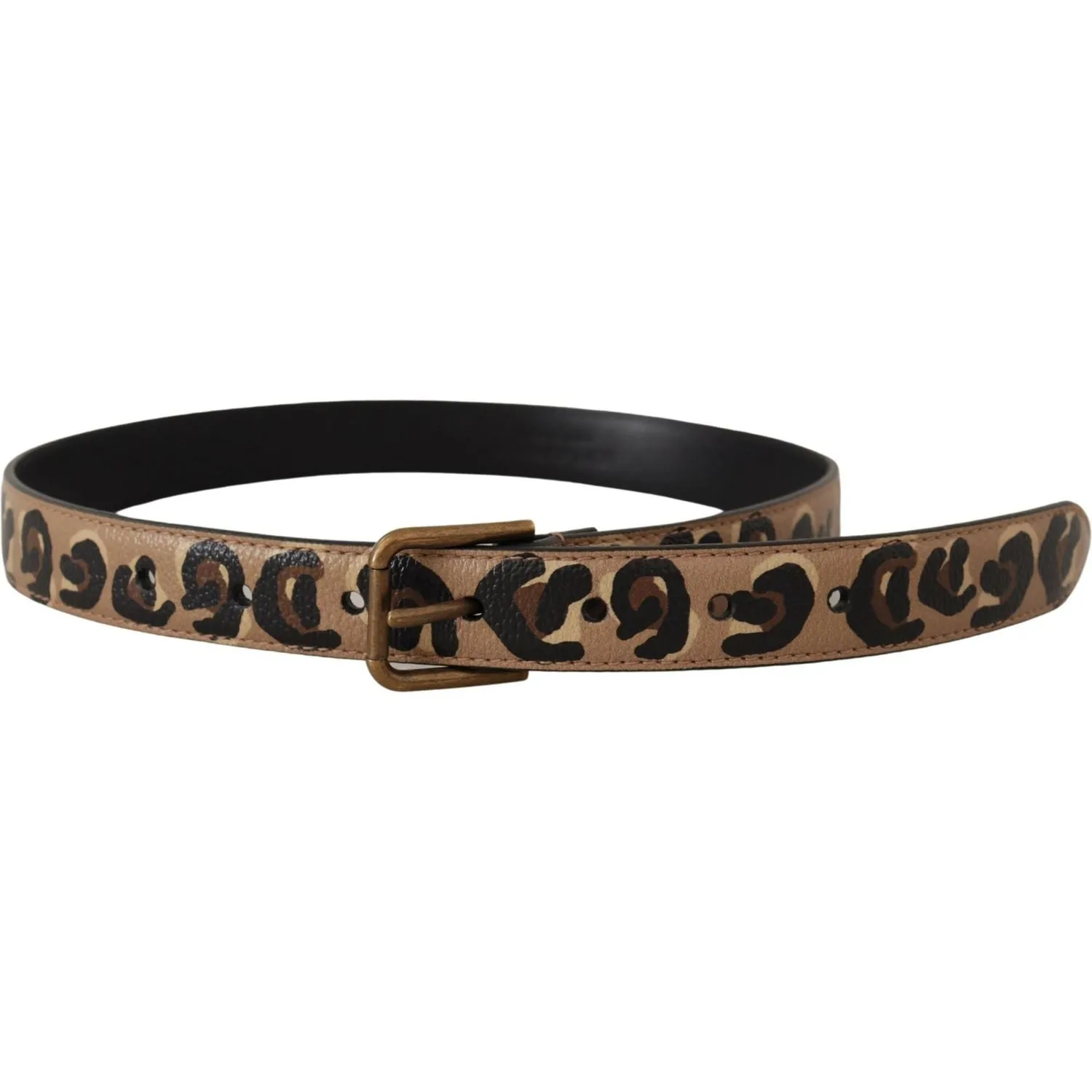 Dolce & Gabbana Elegant Leather Engraved Buckle Belt