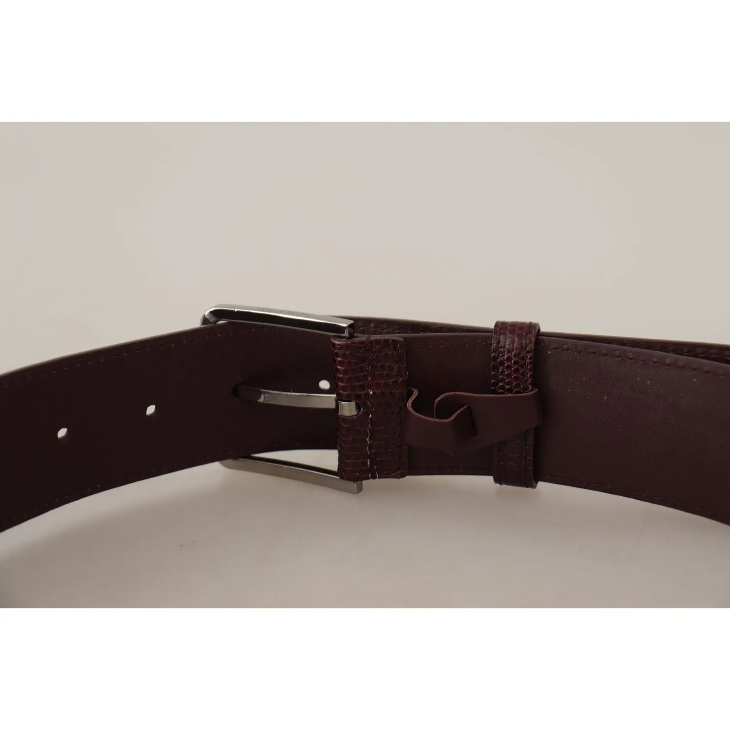 Dolce & Gabbana Elegant Maroon Leather Belt with Engraved Buckle