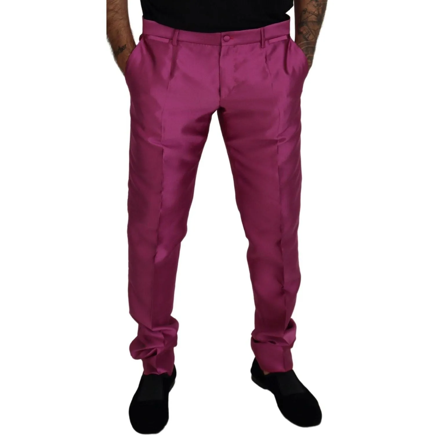 Dolce & Gabbana Elegant Slim Fit Formal Dress Pants in Pink