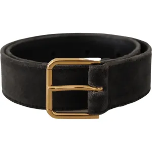 Dolce & Gabbana Elegant Velvet Belt with Engraved Buckle