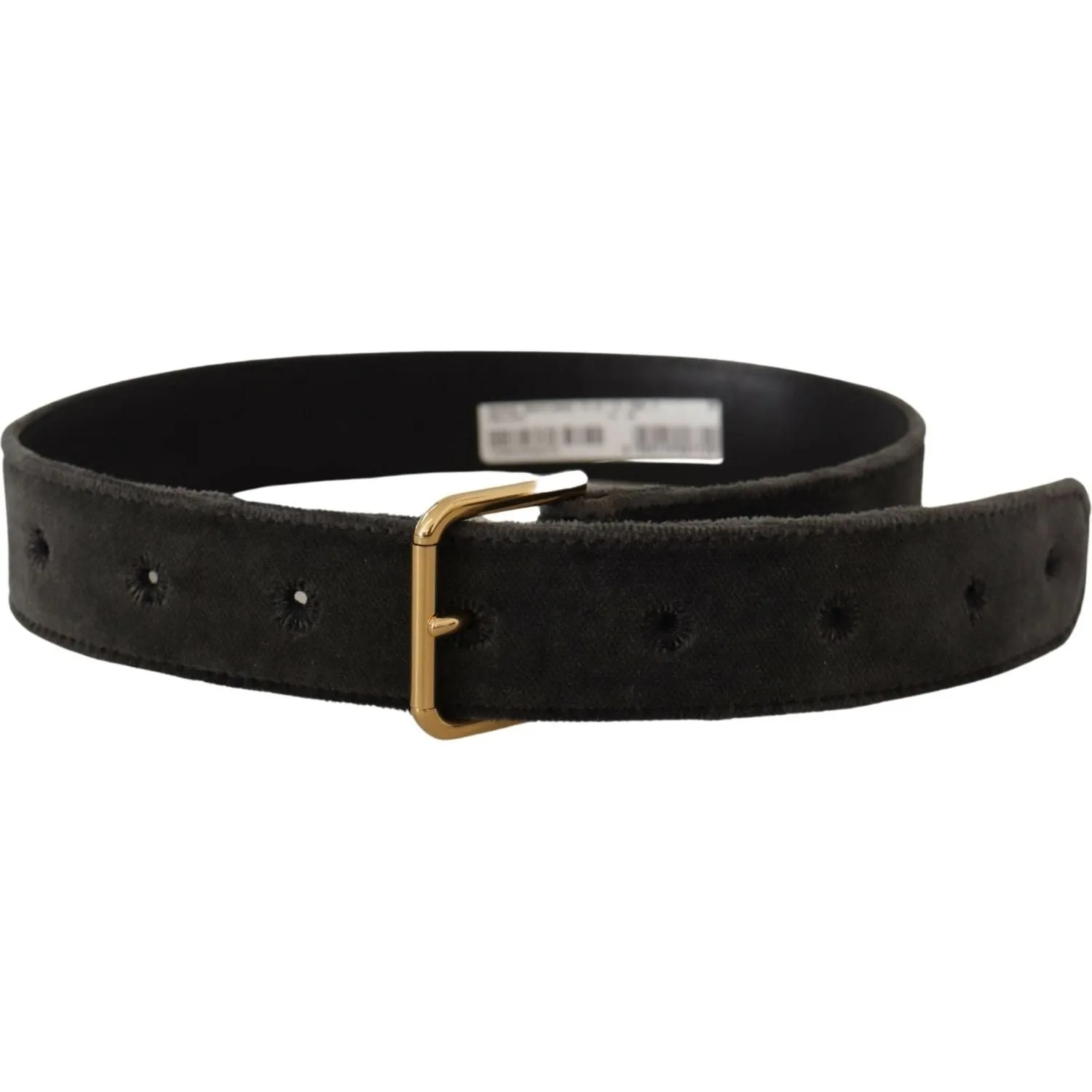 Dolce & Gabbana Elegant Velvet Belt with Engraved Buckle