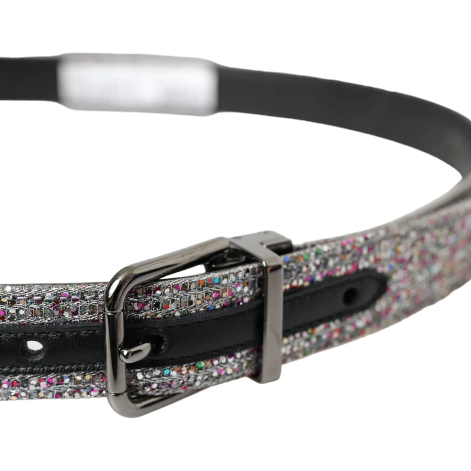 Dolce & Gabbana Multicolor Embellished Silver Metal Buckle Belt