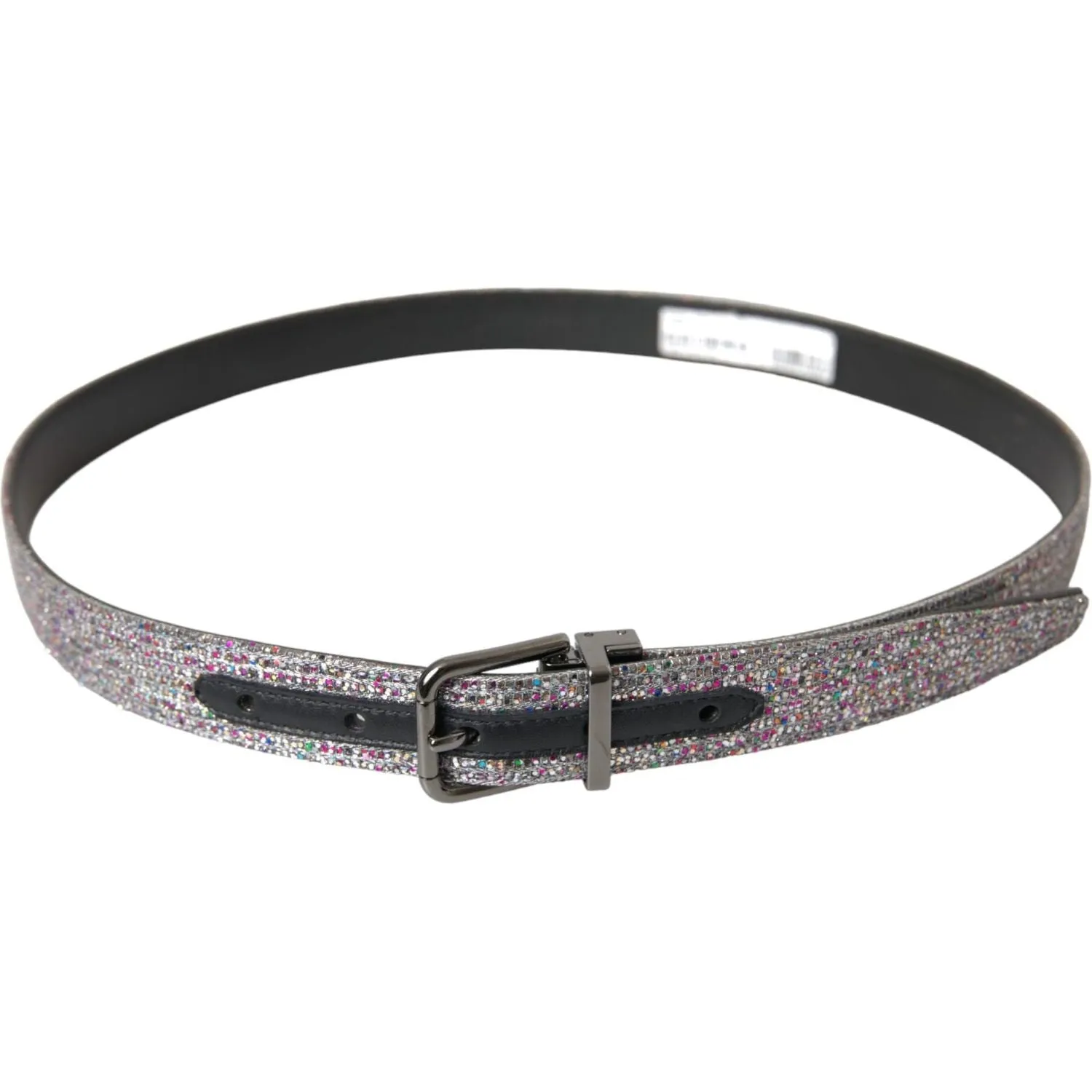 Dolce & Gabbana Multicolor Embellished Silver Metal Buckle Belt