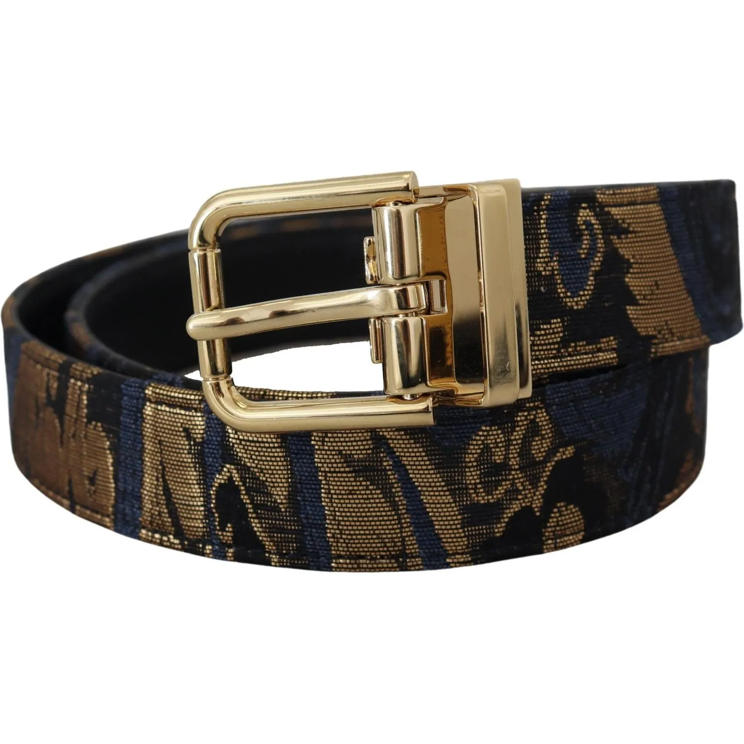 Dolce & Gabbana Multicolor Jacquard Leather Logo Buckle Belt