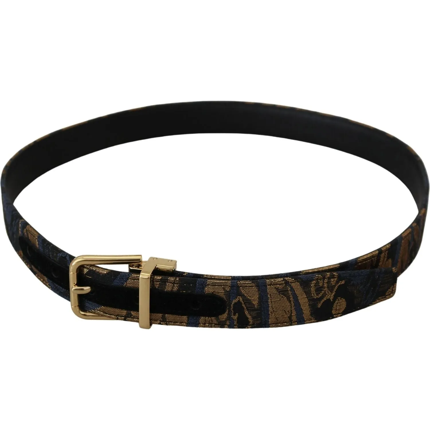 Dolce & Gabbana Multicolor Jacquard Leather Logo Buckle Belt