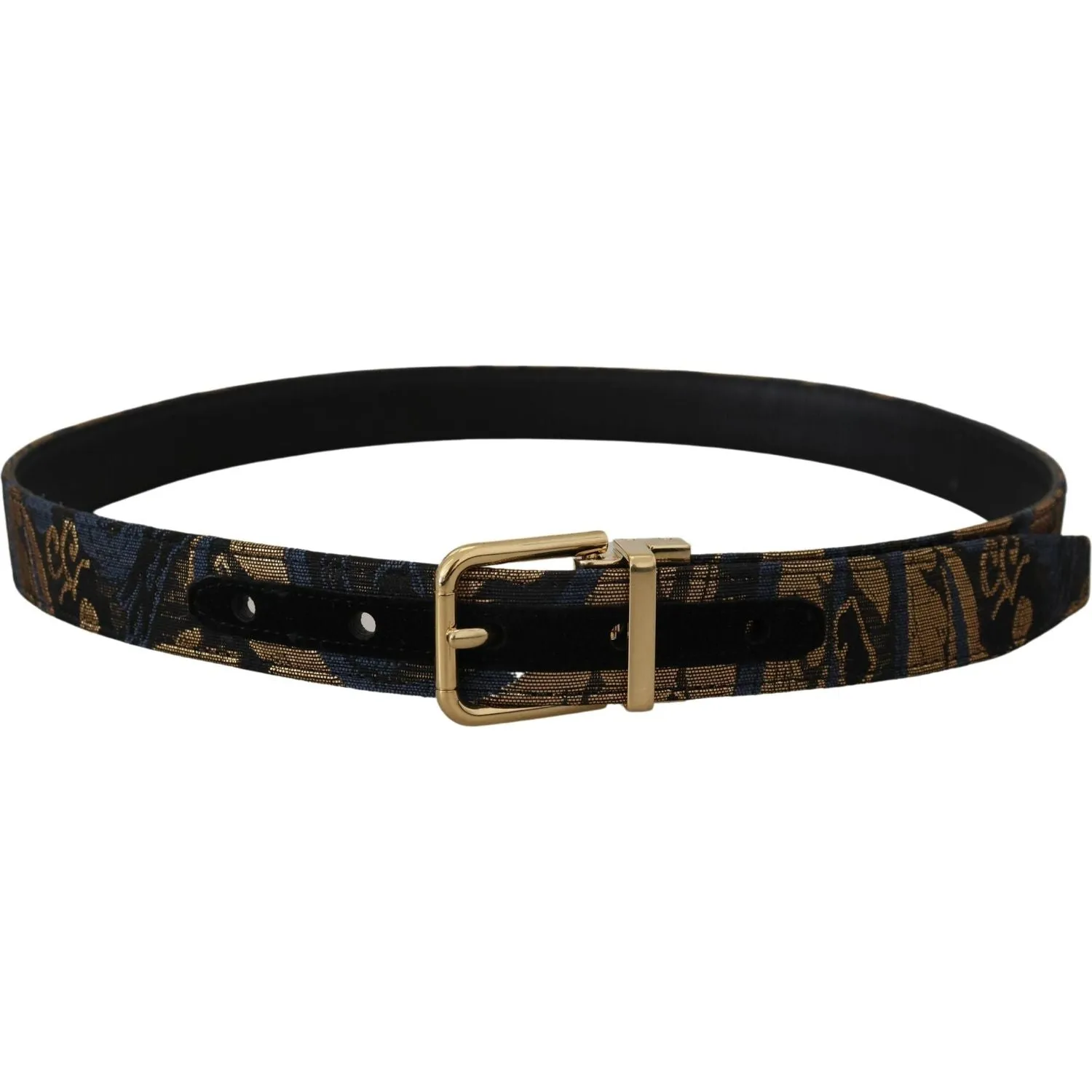 Dolce & Gabbana Multicolor Jacquard Leather Logo Buckle Belt