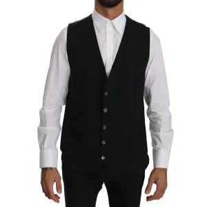 Dolce & Gabbana Sleek Black Cotton Blend Dress Vest