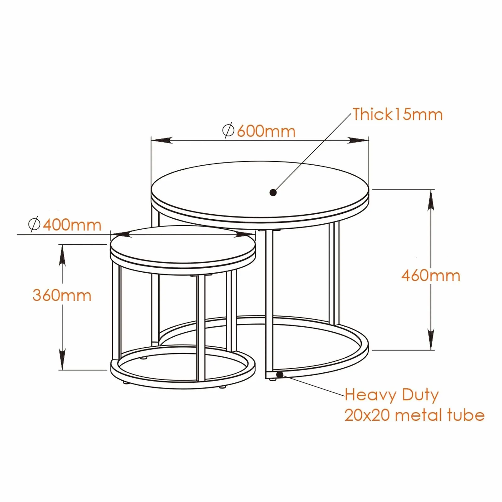 ECHO 600 Nested Coffee Table Set Cement by Censi