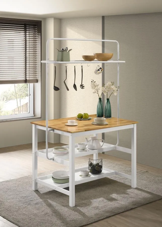 Edgeworth - Kitchen Island Counter Table With Pot Rack - White