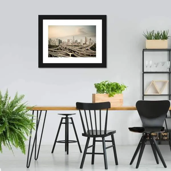 Elevated Road Junction  Shanghai Canvas Wall Art