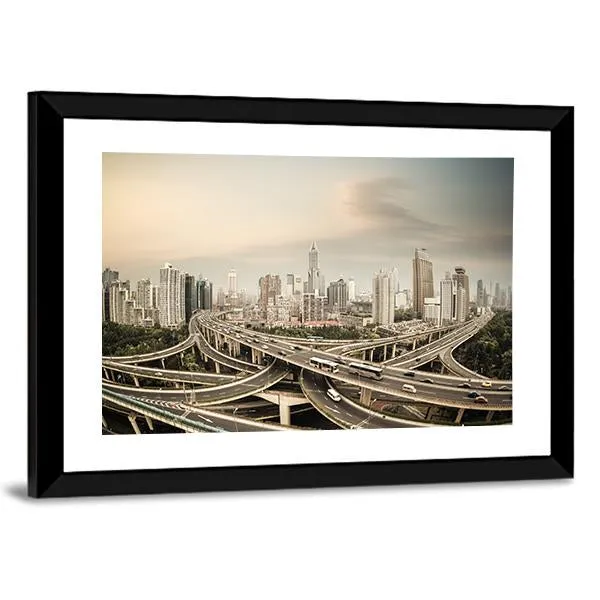 Elevated Road Junction  Shanghai Canvas Wall Art