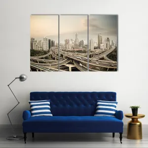 Elevated Road Junction  Shanghai Canvas Wall Art