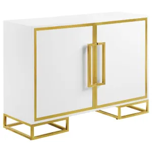 Elsa - 2 Door Wood Storage Accent Cabinet - White And Gold