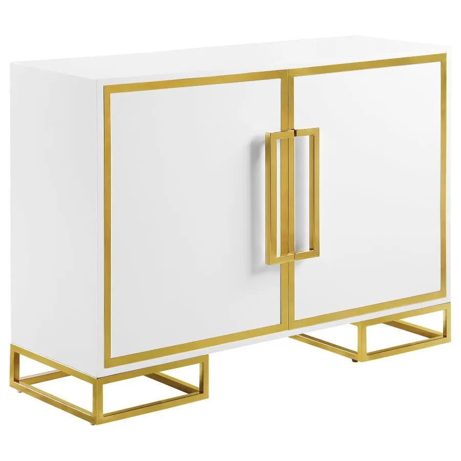 Elsa - 2 Door Wood Storage Accent Cabinet - White And Gold