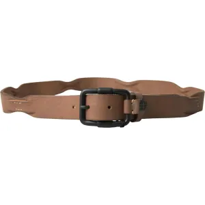 Ermanno Scervino Elegant Brown Leather Waist Belt with Black Metal Buckle