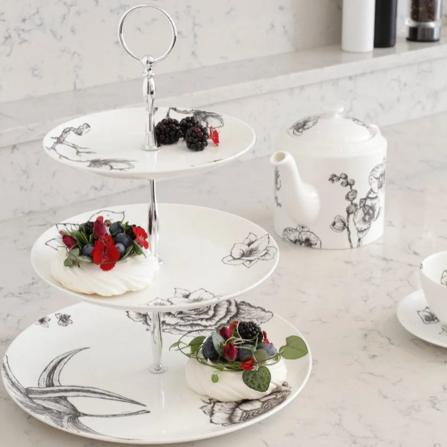 Fine Bone China Botanical Cake Stand