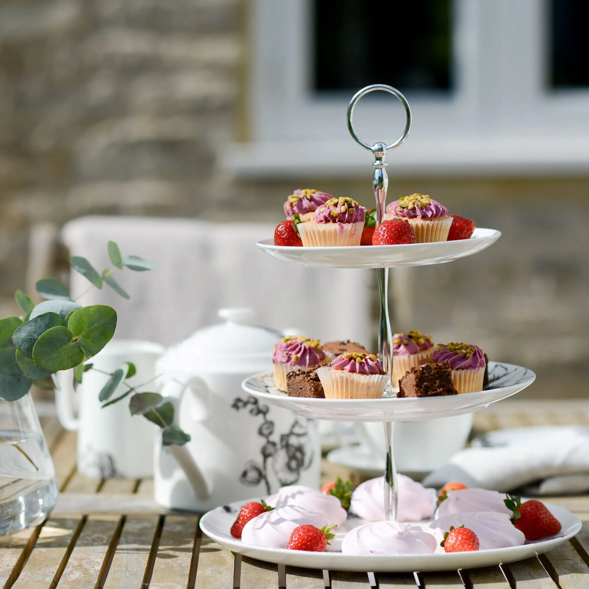 Fine Bone China Botanical Cake Stand