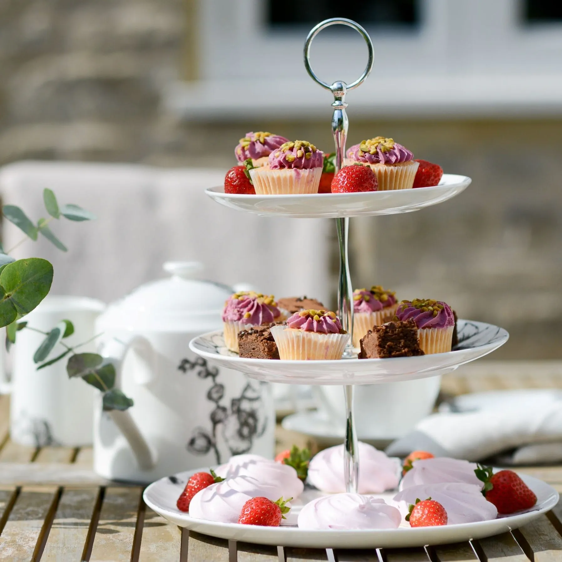 Fine Bone China Botanical Cake Stand