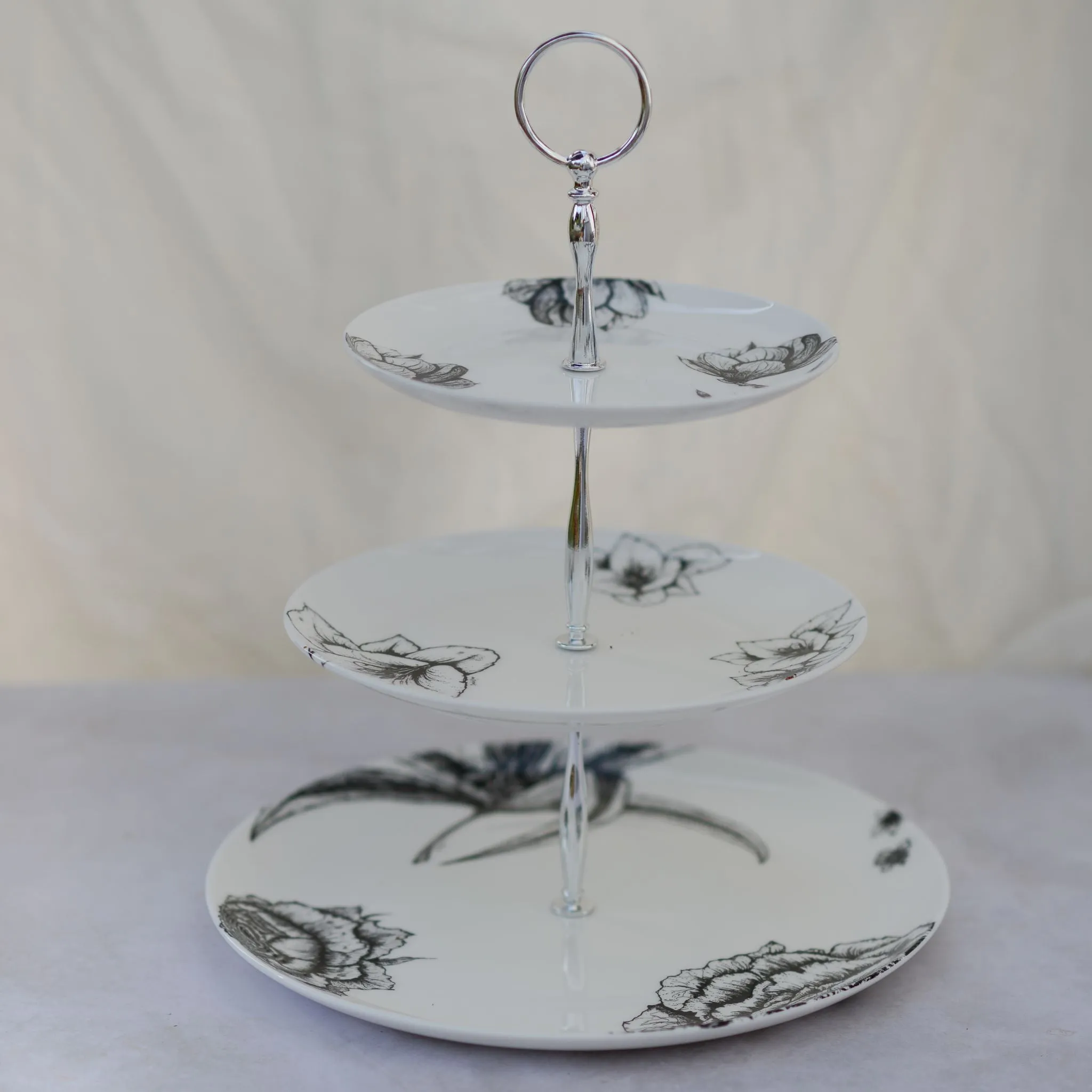 Fine Bone China Botanical Cake Stand