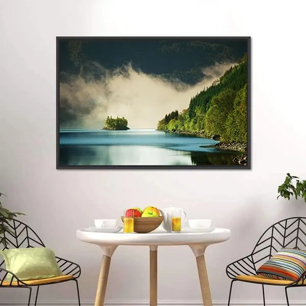 Fog On Lake Canvas Wall Art