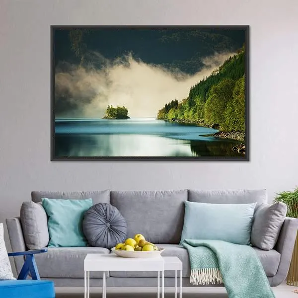 Fog On Lake Canvas Wall Art