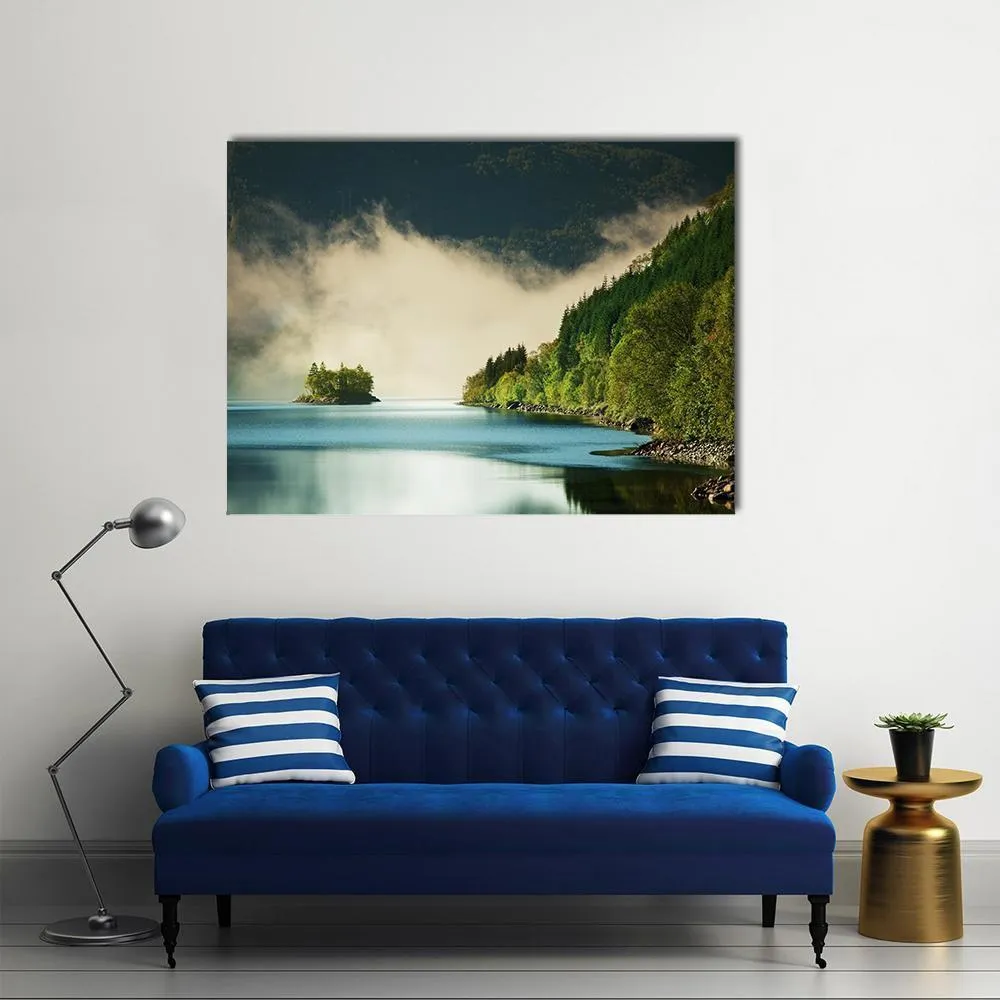 Fog On Lake Canvas Wall Art