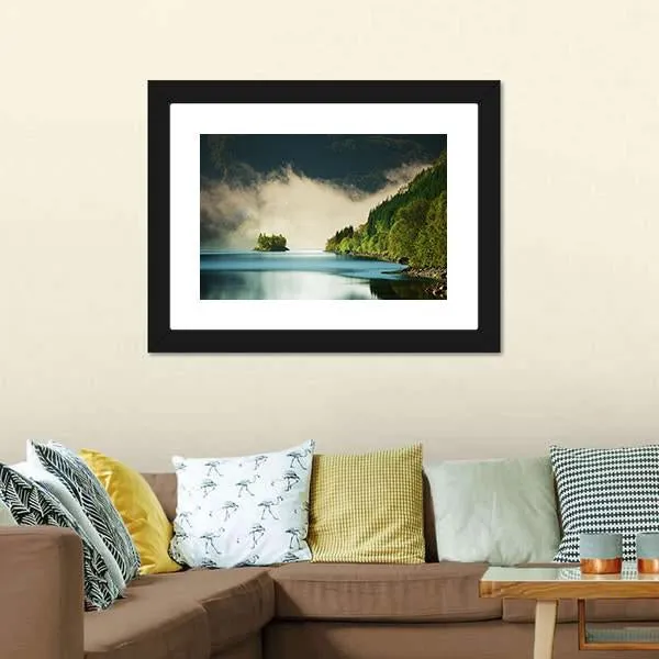 Fog On Lake Canvas Wall Art