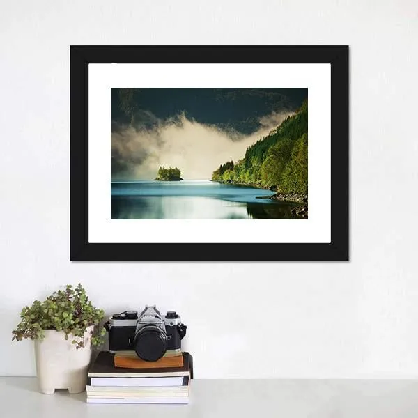 Fog On Lake Canvas Wall Art