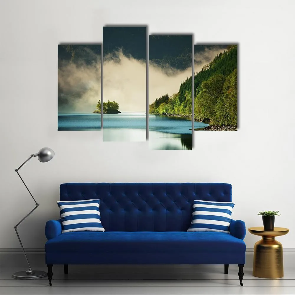 Fog On Lake Canvas Wall Art