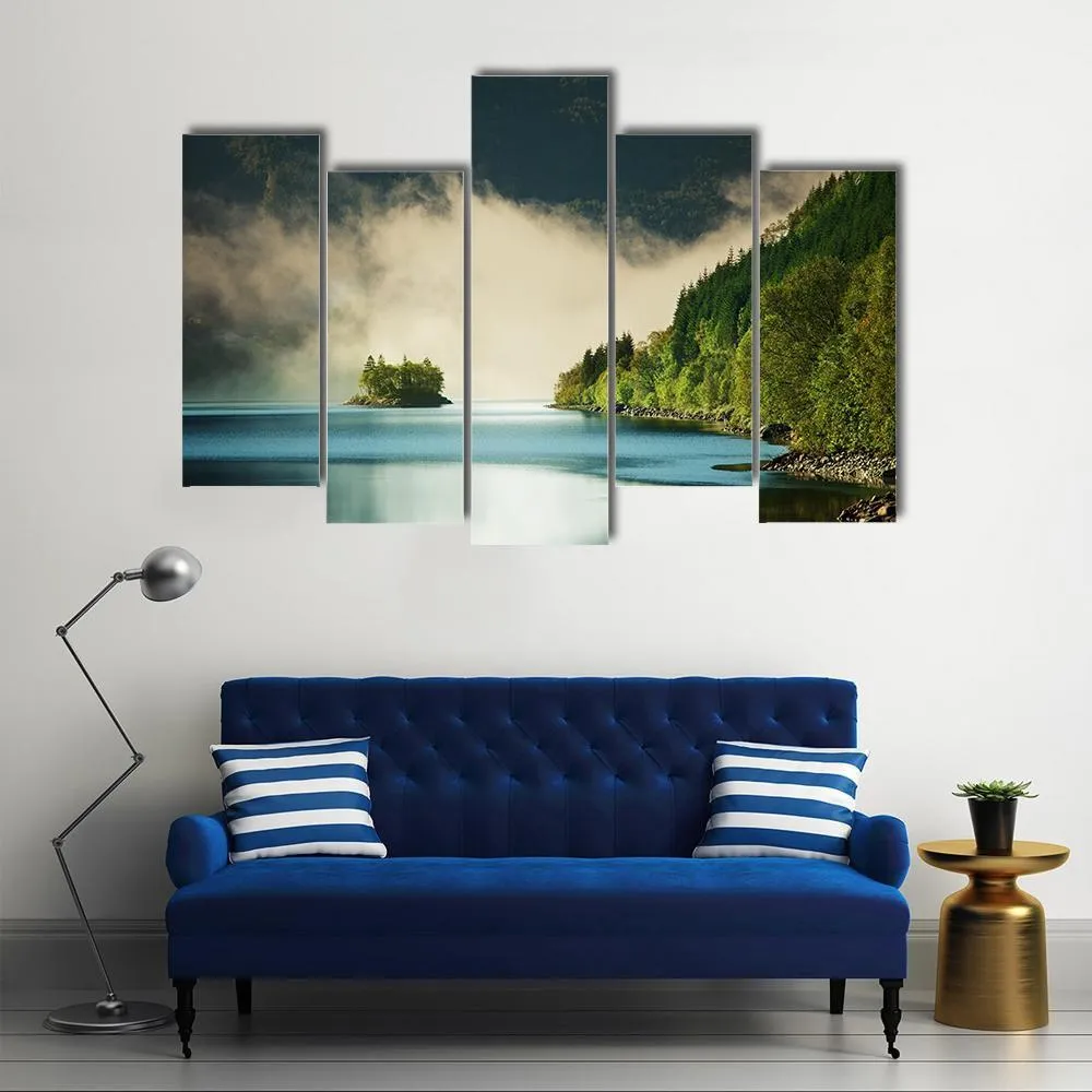 Fog On Lake Canvas Wall Art