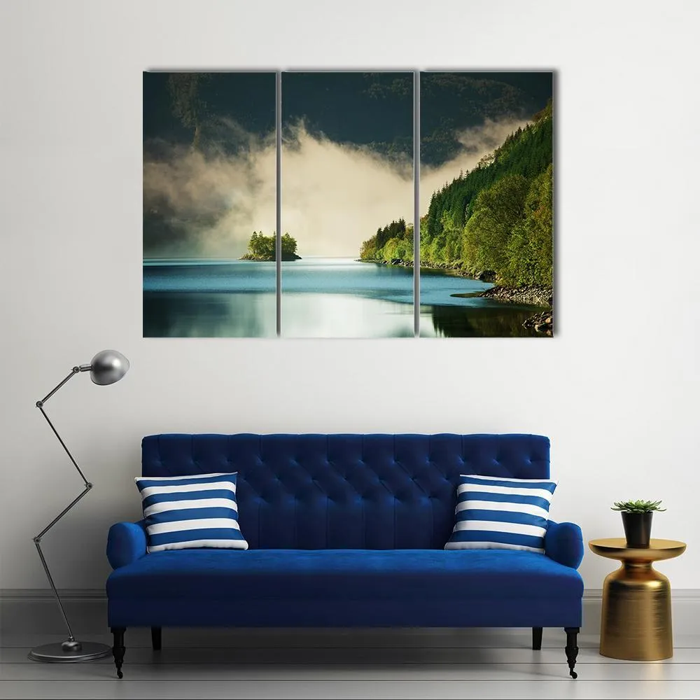 Fog On Lake Canvas Wall Art