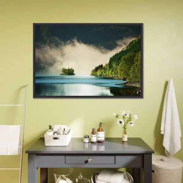 Fog On Lake Canvas Wall Art