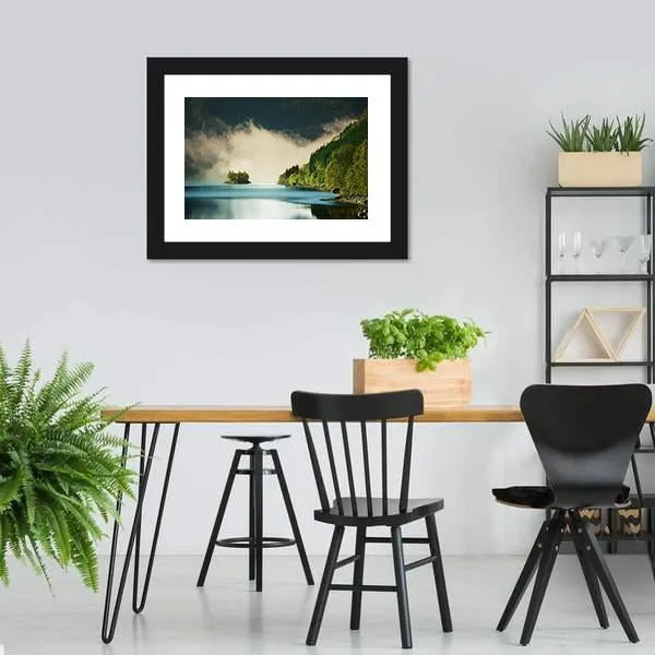 Fog On Lake Canvas Wall Art