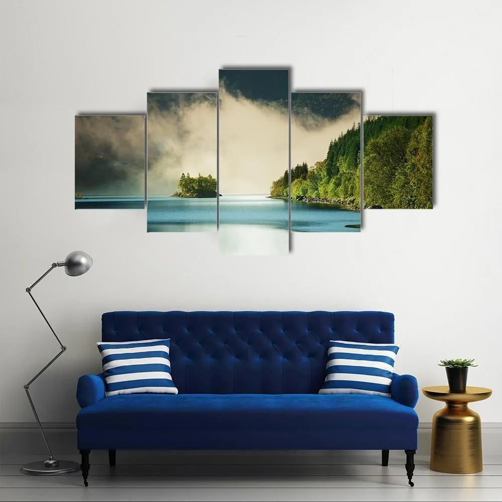 Fog On Lake Canvas Wall Art