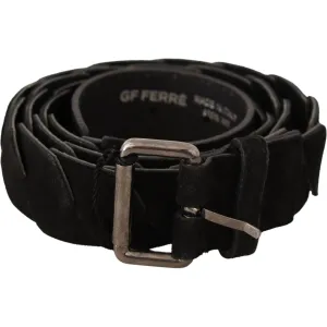 GF Ferre Elegant Black Waist Belt with Metal Buckle