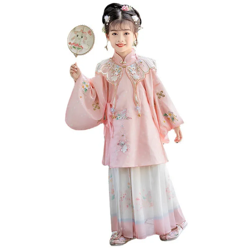 Girls' Pink Cultural Dress Hanfu