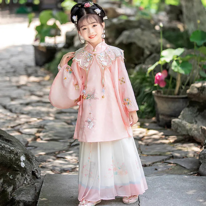 Girls' Pink Cultural Dress Hanfu