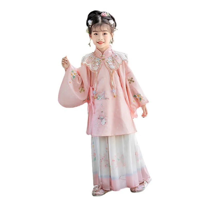 Girls' Pink Cultural Dress Hanfu