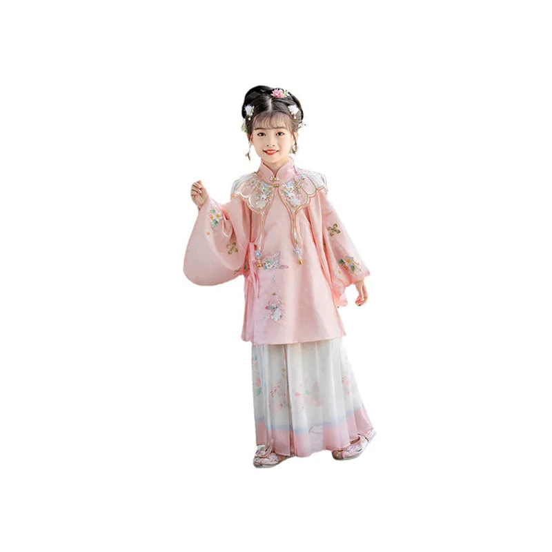 Girls' Pink Cultural Dress Hanfu